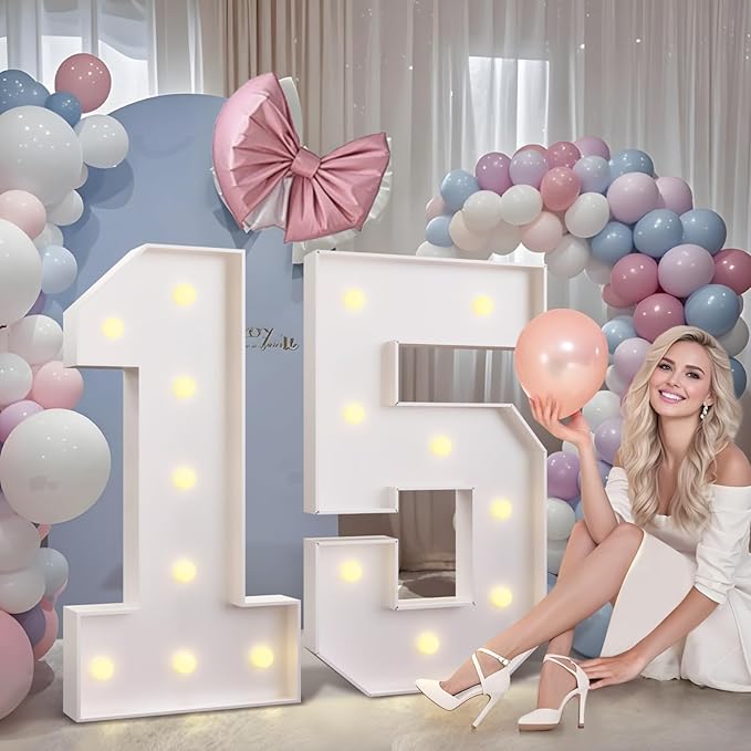 Party Supplies Light Up Marquee Numbers, 3 Ft Tall Foam Board, Blocked Font