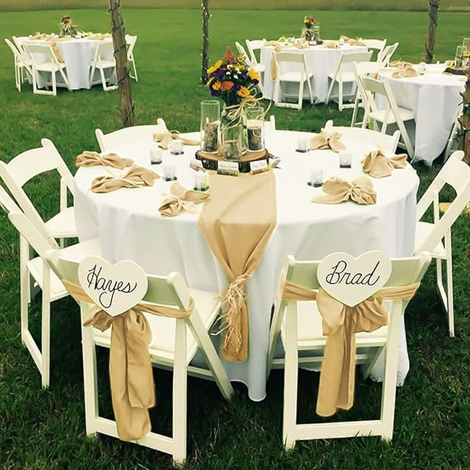 Dining Chair Sashes 60 Pack Champagne Satin 7 x 108 Inch Bows