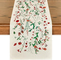 Artoid Mode Floral Leaves Christmas Table Runner, Wild Flowers and Grasses Winter Kitchen Dining Table Decoration for Home Party Decor 13x90 Inch