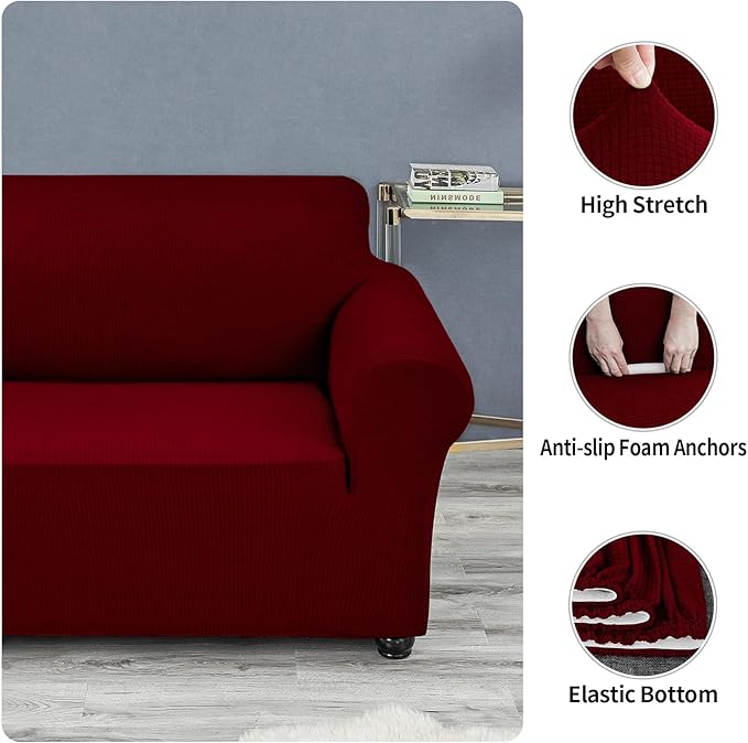 Sofa Slipcover for Armchairs, Stretch Polyester-Spandex, Red Dahlia