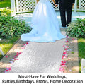Silver Sequin Aisle Runner, 4 x 10 ft, 1 Piece for Weddings and Parties