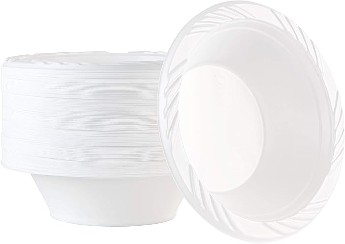 Disposable 12 Ounce White Plastic Bowls, 400 Count, Classic Style