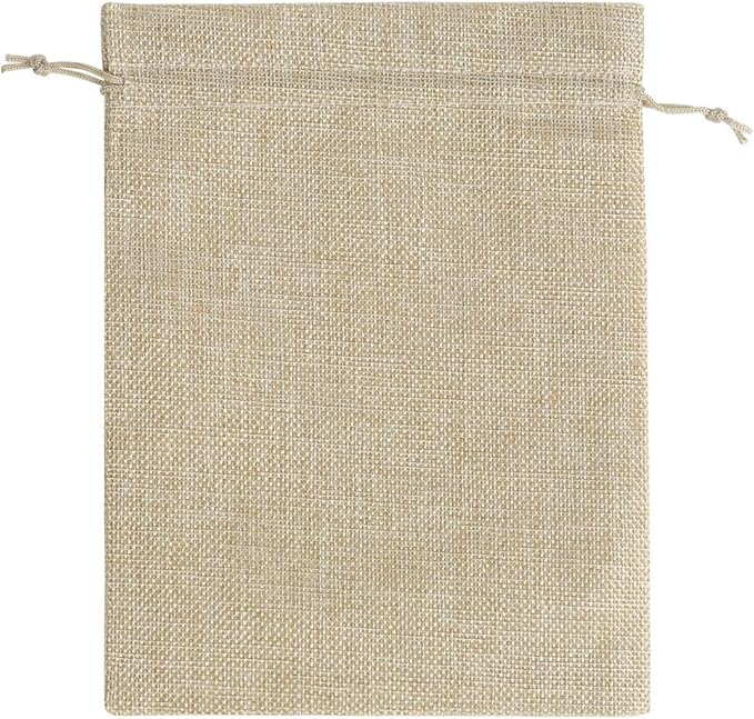 Cream Burlap Gift Bags with Drawstring, Pack of 50, 7 x 9 Inch