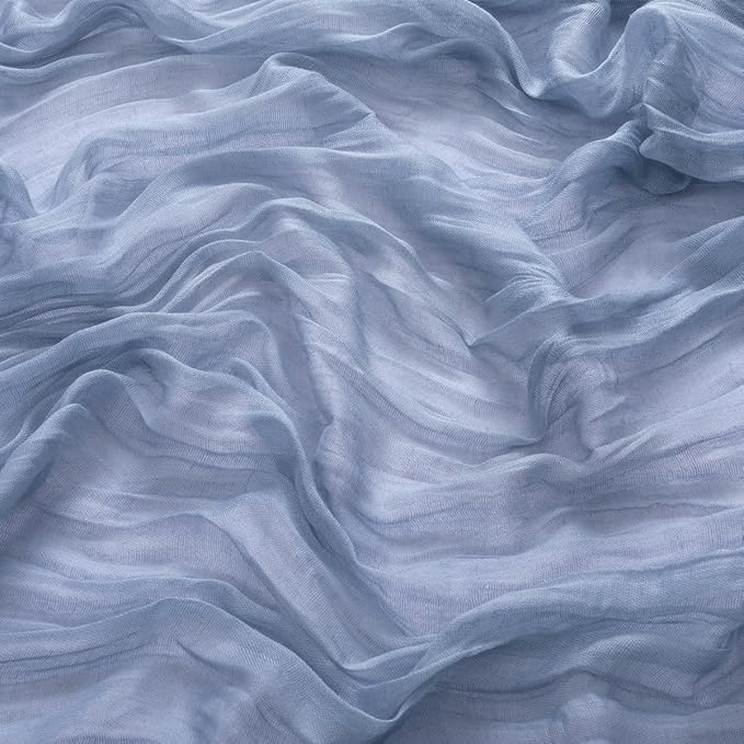 MLMW 10 Pack Dusty Blue Table Runner Cheesecloth Gender Reveal Boho Gauze Rustic Cheese Cloth Table Runner 160 inch Sheer 13.3ft for Wedding Party Baby Bridal Shower Birthday