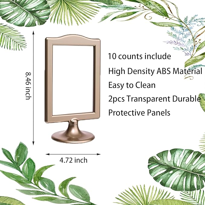 NahNah Double Sided Standing Picture Frames - (Gold, 4 Count) 4x6 Inch, Plastic Pedestal Photo Frame with Inserts and Base - 2 Sided Tabletop Vertical Display Frame for Wedding Table Bridal