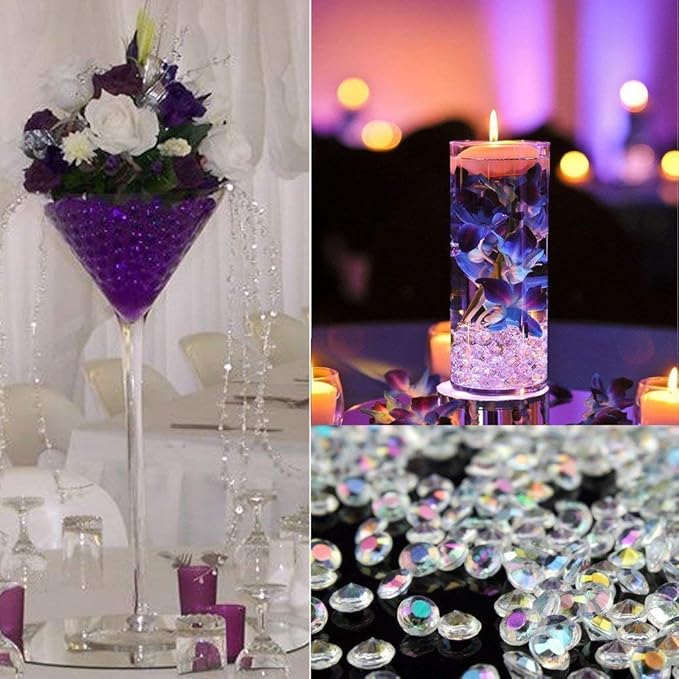 1000pcs/ Pack Wedding Table Acrylic Diamond Scatter Crystals Confetti Acrylic Gems Vase Fillers Rhinestones for Wedding, Bridal Shower, Vase Beads Decorations (10mm, Coffee)