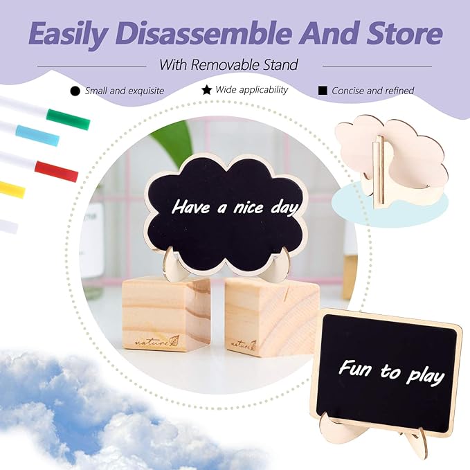 Swpeet 30Pcs Mini Chalkboards Signs with Liquid Chalk Markers and Easel Stand, Rectangle Message Board Signs for Weddings Place Cards, Birthday Parties, Table Numbers and Event Decorations