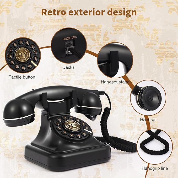 Retro Audio Guest Book Phone with 32GB TF Card for Parties