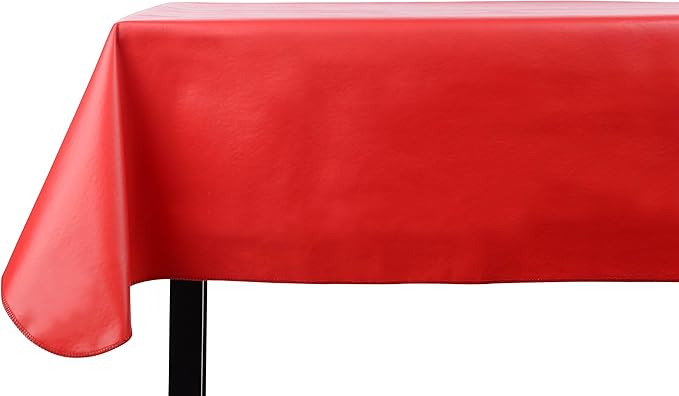 Vinyl Tablecloth, Ruby Red Rectangle 60 x 120 Inch Heavy Duty