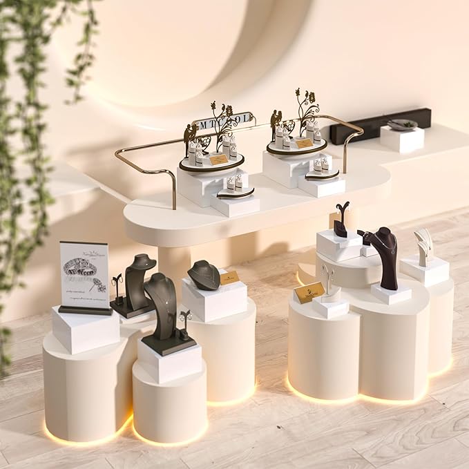 Buffet Risers, Food Display Risers for Party, White Acrylic Risers Display Stand for Buffet Table, Catering Displays for Dessert, Cube Box Nesting Riser with Hollow Bottoms (6"x7"x8" 6PCS)