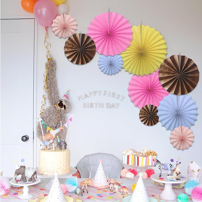 Brown Party Decorations,Brown Wedding Decorations for Party Events Accessories,Brown Birthday Decorations,Boho Party Decoration,Fall Decorations 8in Hanging Paper Fans 30 Color DIY Set(Brown)