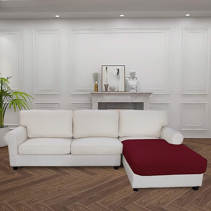 Christmas Red Sofa Slipcover for L-Shape Sectional, Quilted Microfiber