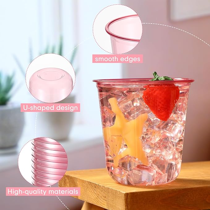 Disposable Plastic Wine Glasses, 100 Count, 12 oz Stemless Party Cups