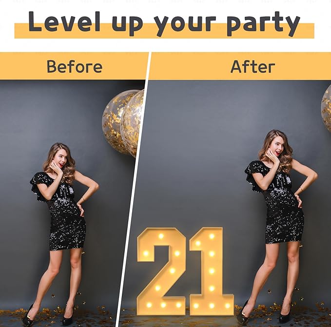 Party Supplies: 3 Ft Light Up Marquee Number 4, Foam Board