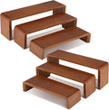 2 Sets, 6 Pieces Total, Wood Risers Display Stand, Cupcake Dessert Cake Stand, Wooden Cologne Perfume Stands, Wooden Riser for Kitchen Counter, Vendor Booth Display Items (Walnut Wood)