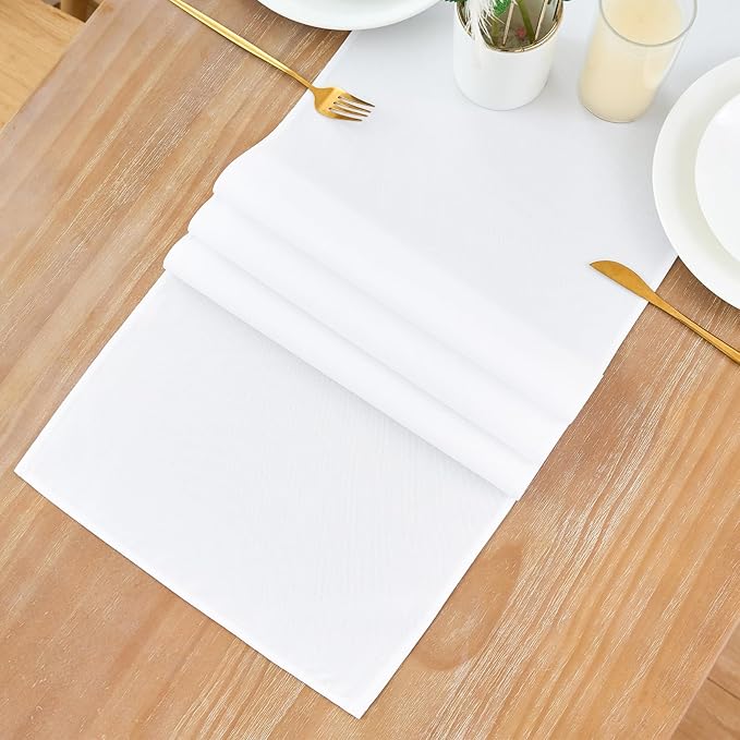 2 Pack White Table Runner 12 x 90 Inch Solid Color Farmhouse Runners Coffee Table Dresser for Daily Party Home Decoration
