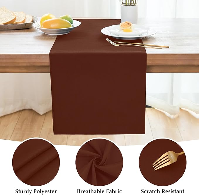2 Pack Chocolate Small Short Table Runner 12 x 24 Inch Solid Color Runners Coffee Table Dresser for Daily Party Home Decoration