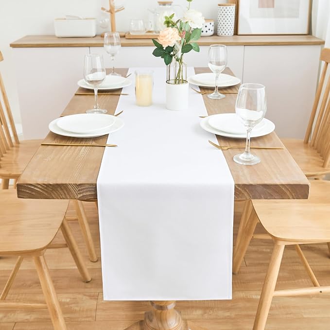 2 Pack White Table Runner 12 x 72 Inch Solid Color Farmhouse Runners Coffee Table Dresser for Daily Party Home Decoration