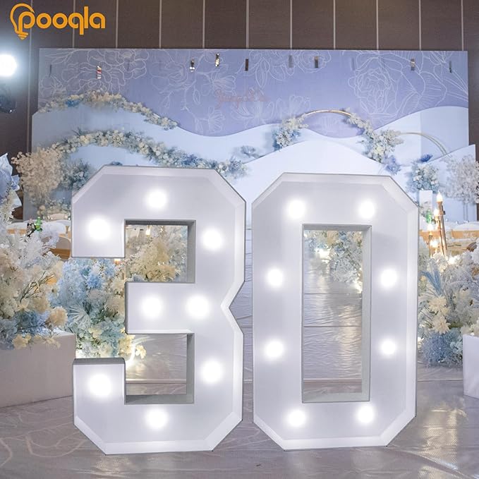 3 ft Light Up Foam Marquee Number 8 with Warm and Cool White LEDs