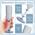 Champagne Glasses 24 Pack Dusty Blue Plastic Flutes, 5.5 oz