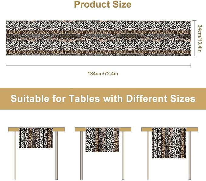 Cow Patchwork Print Table Runner, Country Farm Animal Fur Skin Farm Safari Wildlife Pattern Table Runner for Dinner Dinning Home Kitchen Living Room Party Holidays Setting, 13x60 Inch