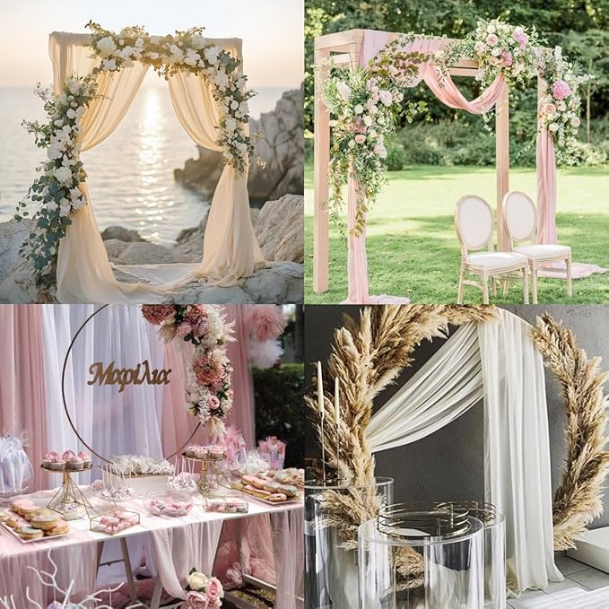 Socomi Wedding Arch Draping Fabric 29" x 20Ft 1 Panel Mint Green Sheer Outdoor Curtain Drapes Extra Long for Wedding Ceremony Birthday Party Decoration