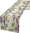 Vintage Bird Flower Table Runner Seasonal Spring Purple Wisteria Garden Plants Lavender Florals Farmhouse Country Kitchen Dinner Runner Dining Table Decoration for Home Party Holiday 13"x70"