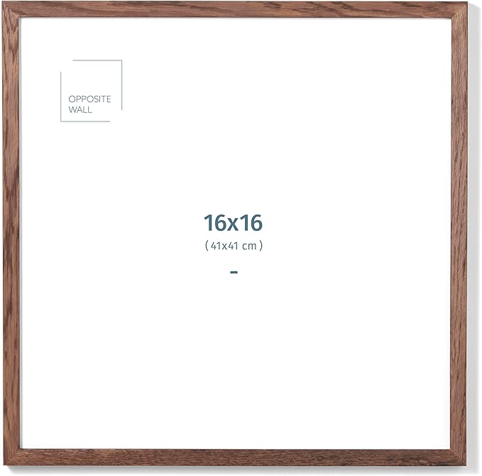 Opposite Wall - 16x16 in - Dark Solid Oak Wood Picture Frame - Lightweight, Versatile & Shatterproof - Wall Hanging Poster or Photo Frame - Wall Decor for Office, Gallery & Home