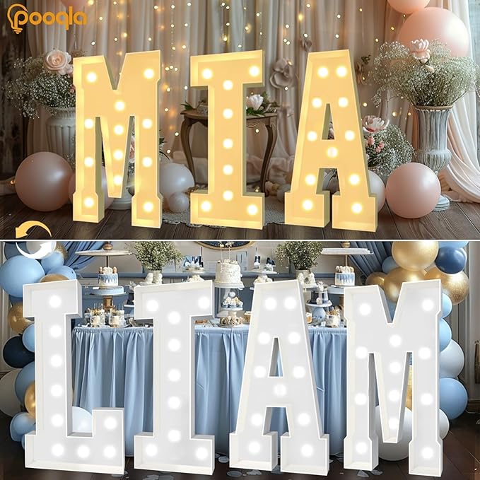 Decorations 4 Ft Light Up Marquee Letters, Warm or Cool White Options