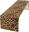 Leopard Print Dinning Table Runner, Cotton Linen Rustic Cottage Country Farm Safari Wildlife Fur Print Table Runners for Table Dresser Runner Dinning Kitchen Party Holidays Home, 13x120 Inch
