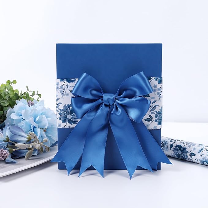 LaRibbons 1 1/2 Inch 25 Yard Double Faced Satin Ribbon,Royal Blue Satin Craft Fabric Ribbon for Gift Wrapping Floral Bouquets Wedding Party Decoration