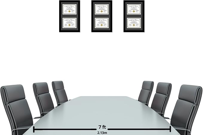 Creative Picture Frames 10X16Bk-B Black Vertical Double Diploma Frame With 2 Opening Black Matting | Holds 2-7X9-Inch Documents With Installed Wall Hanger