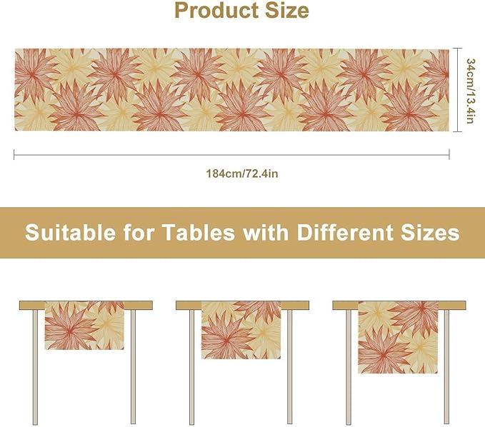 Autumn Chrysanthemum Table Runner, Vintage Modern Geometric Floral Boho Table Runner for Kitchen Dining Bedroom Living Room Table Decor for Indoor Outdoor Home Party, 13x120 Inch