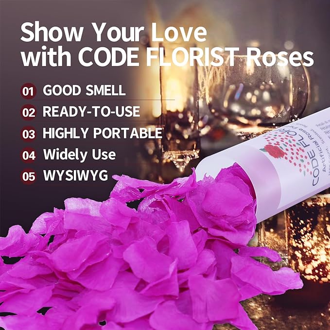 CODE FLORIST 1500 PCS Silk Rose Petals,Fake Rose Petals for Romantic Night,Wedding,Proposal Anniversary Flower Decorations(Separated,Scented,Purple)