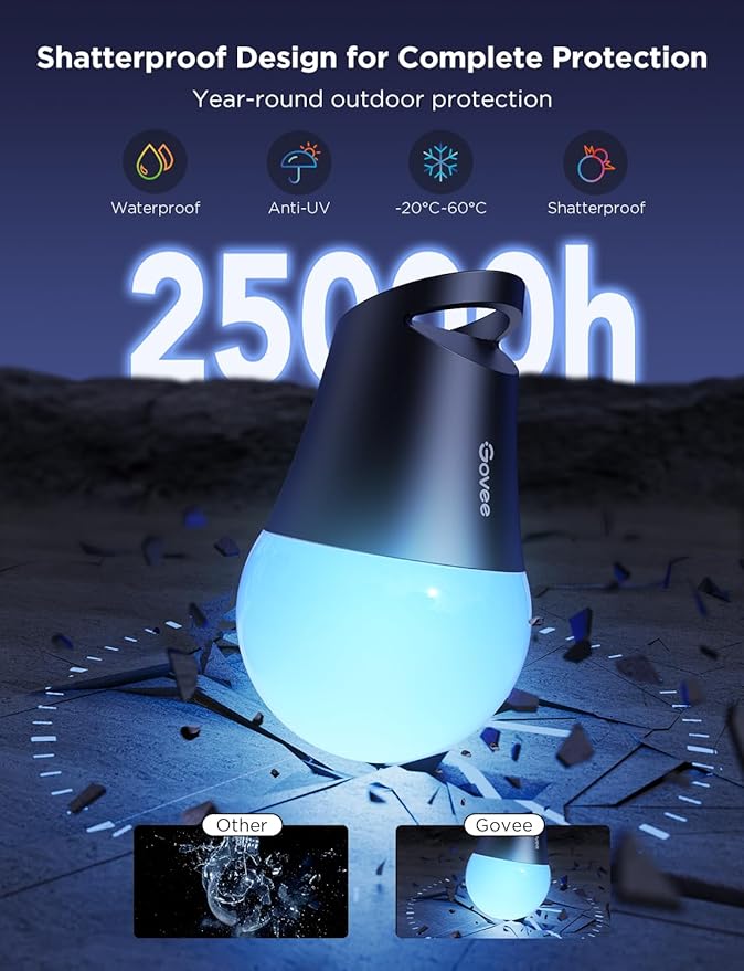 Smart LED Outdoor String Lights, 96ft RGBICW with App Control