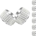 Diamond Pearls12cs Napkin Rings Rhinestone Crystal Glass Framed Napkin Holder Handmade Serviette Buckles for Christmas, Easter, Thanksgiving Day Wedding Banquet Home Party Decoration Dining Table