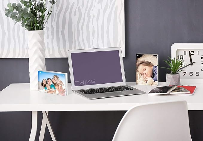 TWING 5 x 7 Inch 5 Pack Acrylic Photo Frame Horizontal Magnet Double Sided Acrylic Frames Set with Microfiber Cloth,12 + 12MM Thickness Clear Picture Frame Desktop Display Gift Ideal