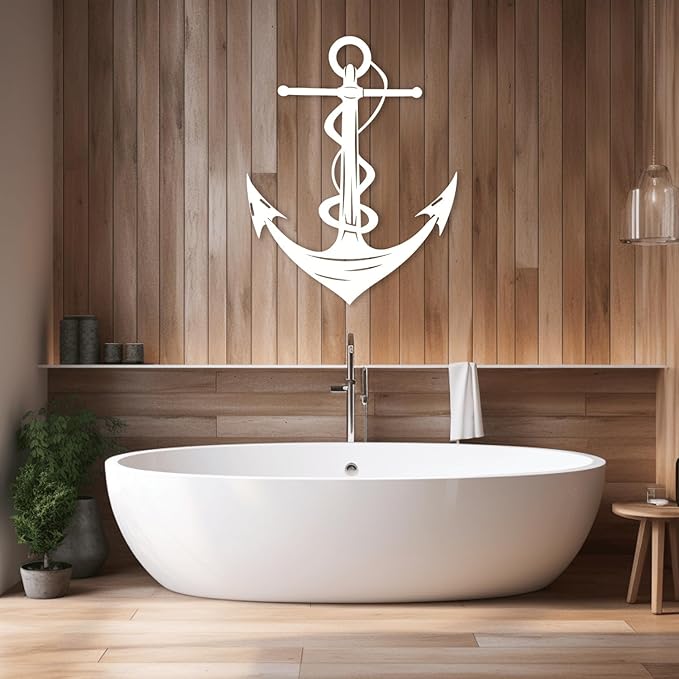 XXQ Anchor Metal Wall Decor, Anchor Metal Wall Art for Bedroom Living Room Dorm Antique Anchor Wall Decor Antique Metal Anchor Farmhouse Decor (Whhite, 32" x 48" / 81 x 121cm)