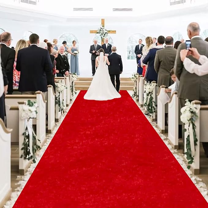 Aisle Runner Red Velvet 4ft x 25ft Outdoor Wedding Carpet