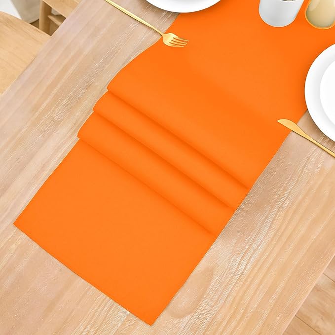 2 Pack Orange Table Runner 12 x 72 Inch Solid Color Farmhouse Runners Coffee Table Dresser for Daily Party Home Decoration