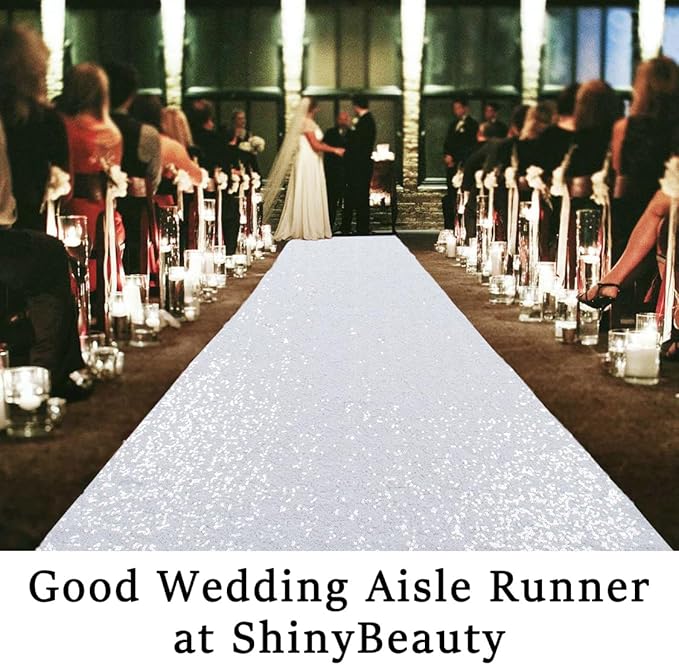 Aisle Runners White Sequin 3 x 15 ft Reusable Wedding Runner