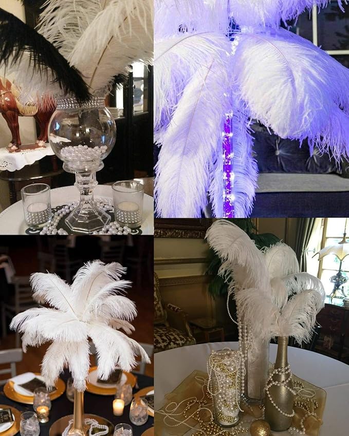 Happy Feather 16-18 inch Yellow Ostrich Feathers Craft for Wedding Party Centerpieces Home Decoration DIY Craft Pack of 10