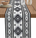 Aztec Southwest Cotton Linen Table Runner for Dining Kitchen, Wedding Outdoor Party Tablerunners Decoration, Boho Ethnic Tribes Vintage Grey Dresser Scarf Coffee Tablecloth Runners 13x108 Inches
