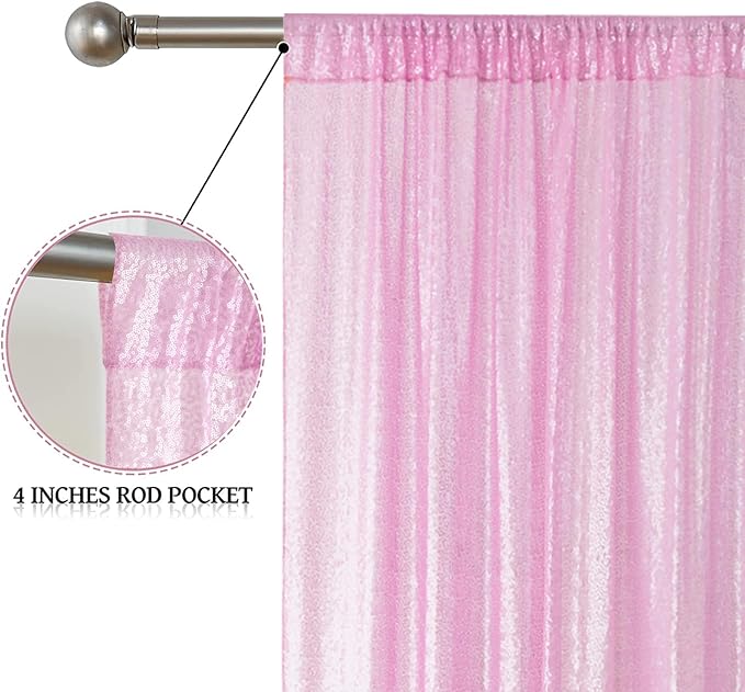 Sugargirl Matte Pink Sequin Backdrop Curtain 2 Panels 2FTx8FT Glitter Pink Background Drapes Sparkle Photography Backdrop for Party Wedding Birthday Wall Decoration