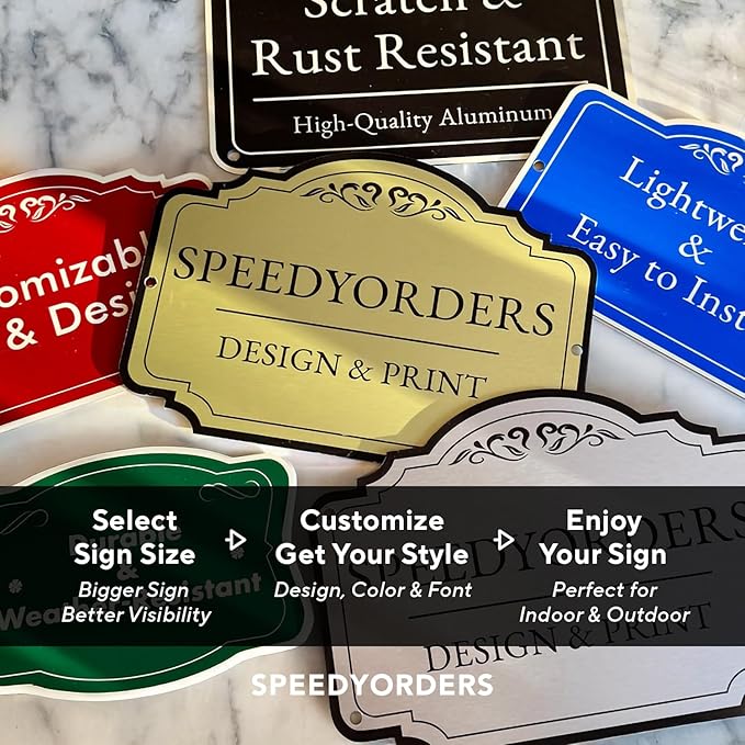 CustomDecor Outdoor Metal Signs - Personalized Aluminum, Driveway Signs, Waterproof - USA Made, Design 1 Black Charcoal 12x8 In