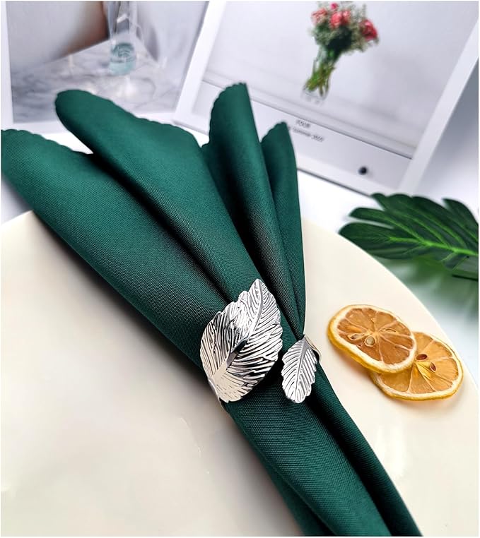 Napkin Rings 50-Pack Silver Leaf Metal Table Napkin Holders