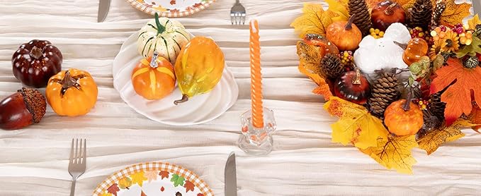 Ivory White Cheesecloth Table Runner 4 Pack Fall Table Runners Boho Gauze 120 Inches White Cheese Cloth Fall Table Decorations for Thanksgiving Weddings Bridal Baby Shower
