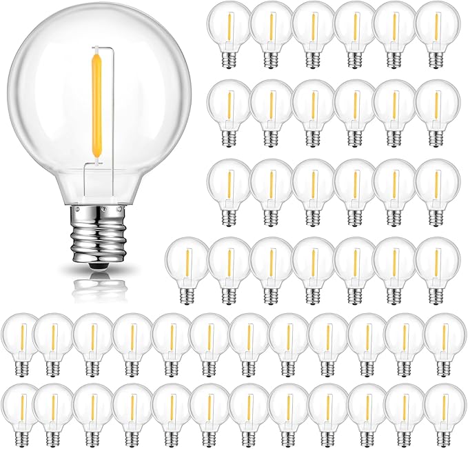 LED Edison Bulbs, 50 Pack Dimmable G40 Clear E12 Base