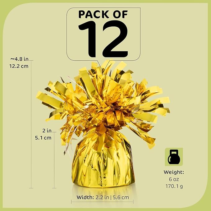 Balloon Anchors Gold Metal 5.5 Inch Pack of 12 Party Decor