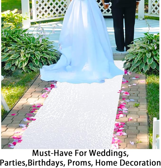 Aisle Runners White Sequin 3 x 15 ft Reusable Wedding Runner